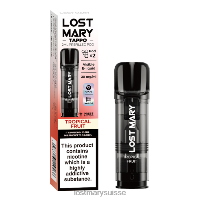 Fruit exotique Lost Mary Suisse | dosettes préremplies Lost Mary Tappo - 20 mg - 2pk D046R182