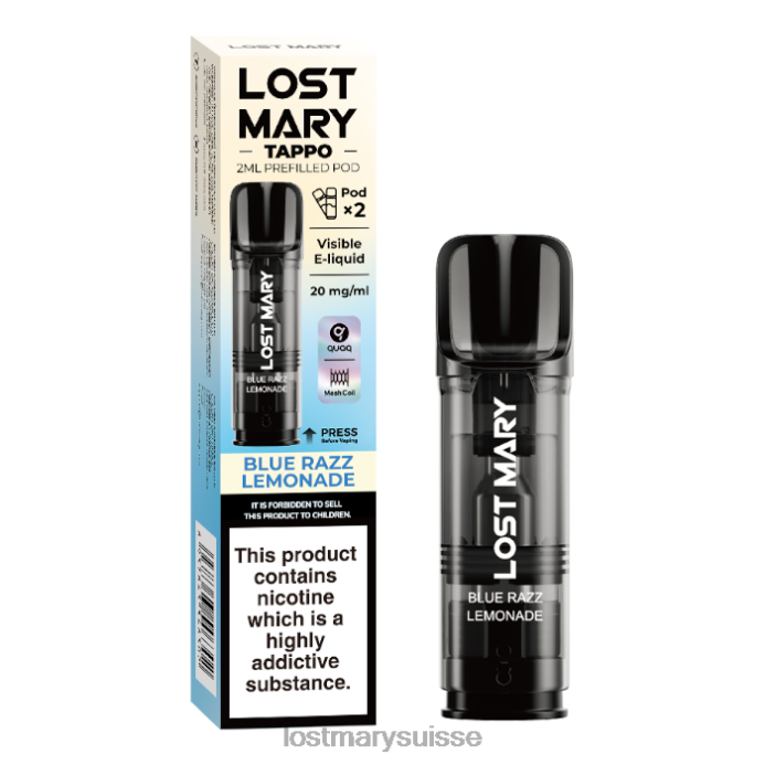 limonade bleue Lost Mary Vape | dosettes préremplies Lost Mary Tappo - 20 mg - 2pk D046R181