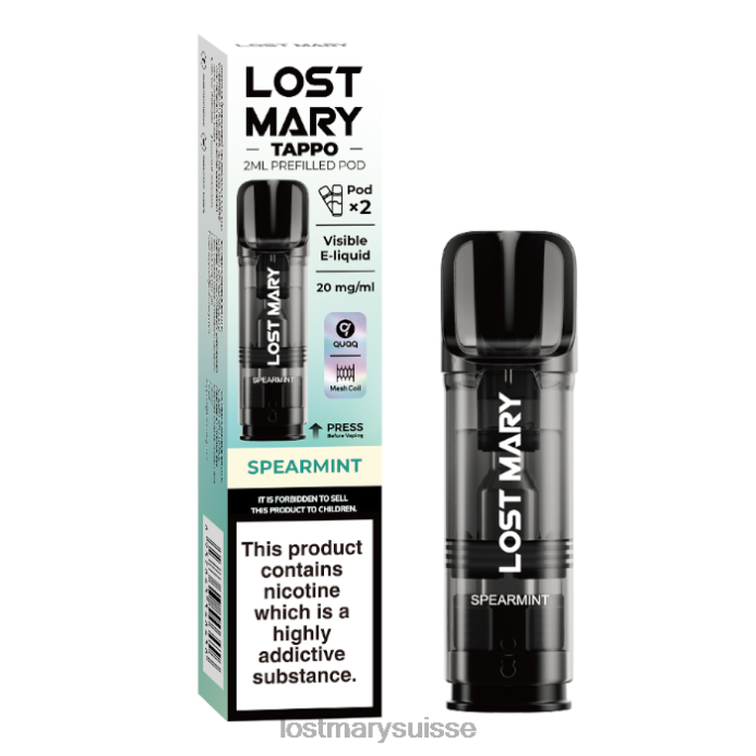 menthe verte Lost Mary Vape Suisse | dosettes préremplies Lost Mary Tappo - 20 mg - 2pk D046R176