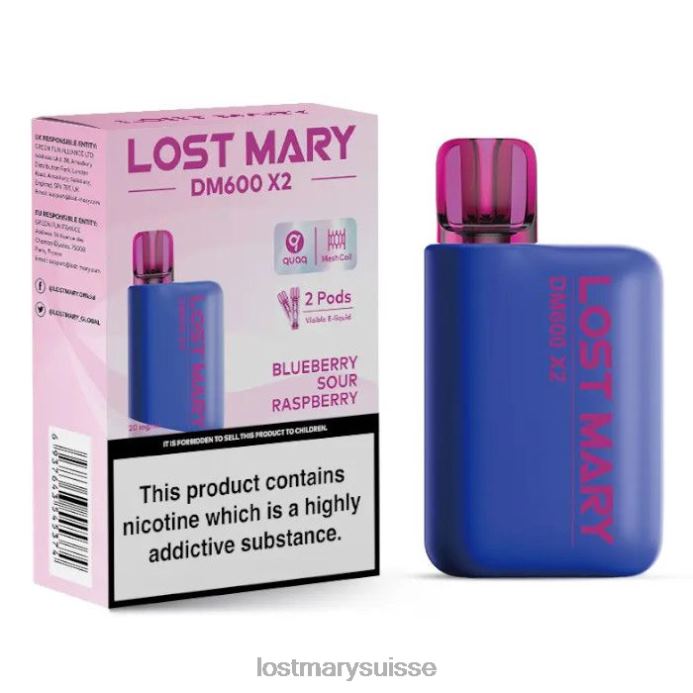 myrtille, framboise aigre Lost Mary Suisse | perdu mary dm600 x2 vape jetable D046R202